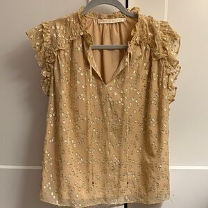 Marie Oliver Metallic Ruffle Blouse